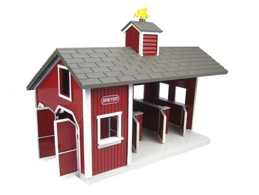 Stablemates Red Stable Play Set With Two Horses - 1:32 Scale