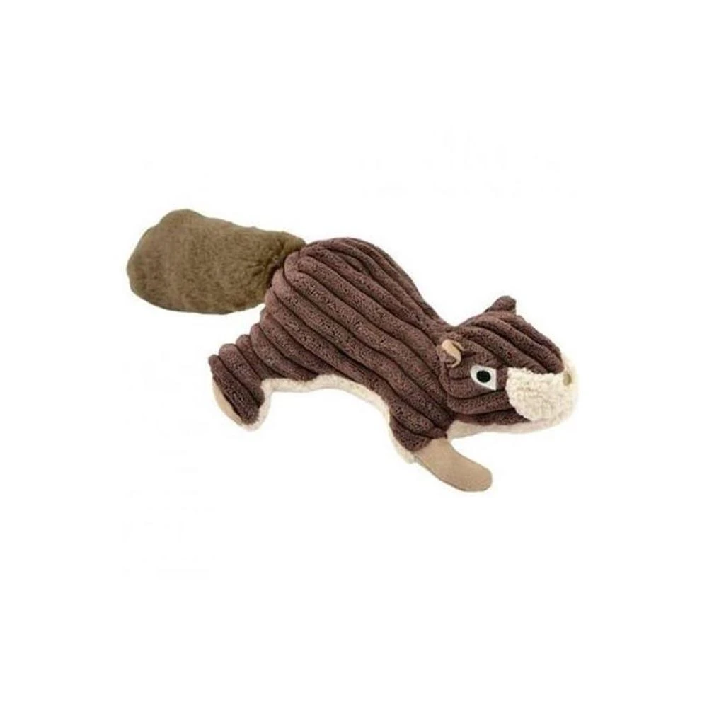 12 Inch Corduroy Squeaker Squirrel Dog Toy - Brown