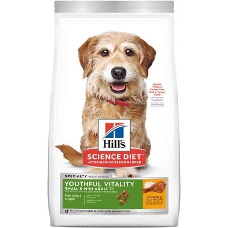 Hill's Science Diet Adult 7+ Youthful Vitality Small & Mini Chicken & Rice Recipe Dry Dog Food, 3.5 lbs.