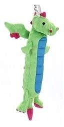 Dragons Skinny Chew Guard Dog Toy, Large, Green/pink