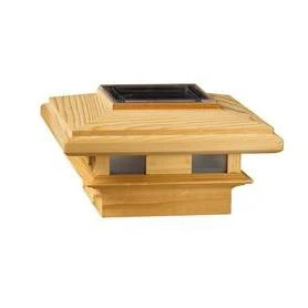 Deckorators (Fits Common Post Measurement: 4-in X 4-in; Actual: 3.375-in x 6.25-in x 6.25-in) Pine Solar LED Deck Post Cap