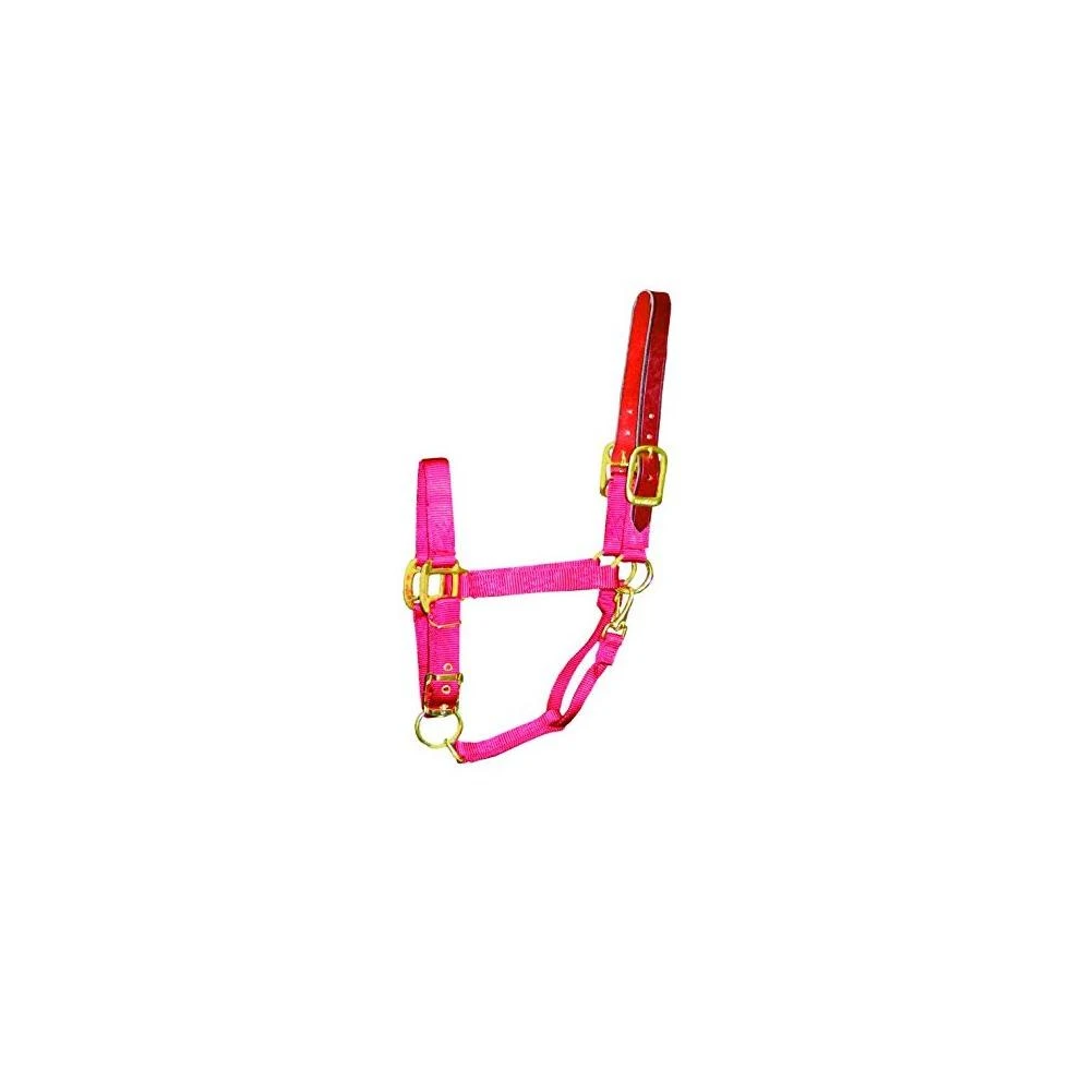 Adjustable Horse Halter With Leather Headpole, Large, Red - Model 1dalss Lgrd