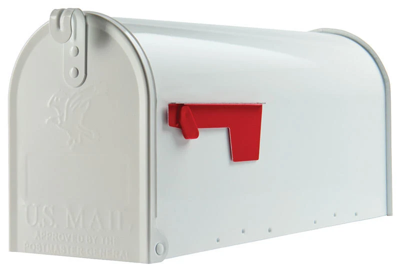 Elite Post Mailbox, White Galvanized, 8.75 x 6.75 x 19-In.