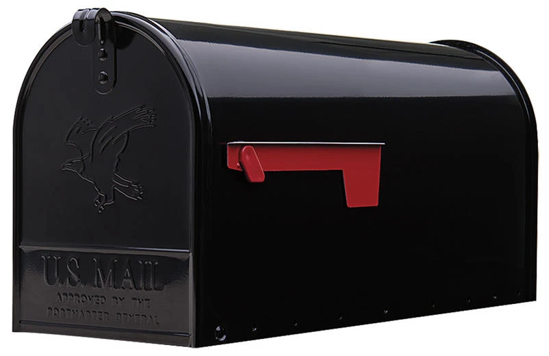 Elite Large Galvanized Steel Post-Mount Mailbox in Black