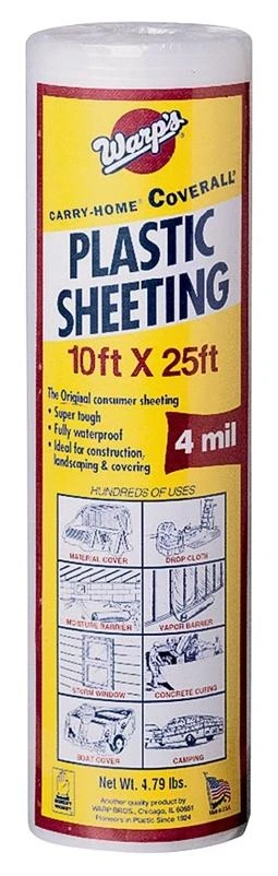 Warp's SP-4CH10-C Poly Film, 25 ft L, 10 ft W, Clear