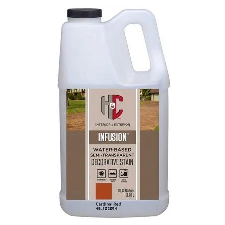 H&C 45.102094 Infusion water-based semi-transparent Decorative Stain CARDINAL RED gallon