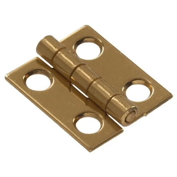 2 X 1 Solid Brass Narrow Hinge, Bright, Brass Finish Hillman Door Hinges