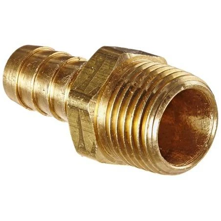 Anderson Metals 57001 Brass Hose Fitting, Adapter, 1/2" Barb x 1/2" NPT Male Pipe