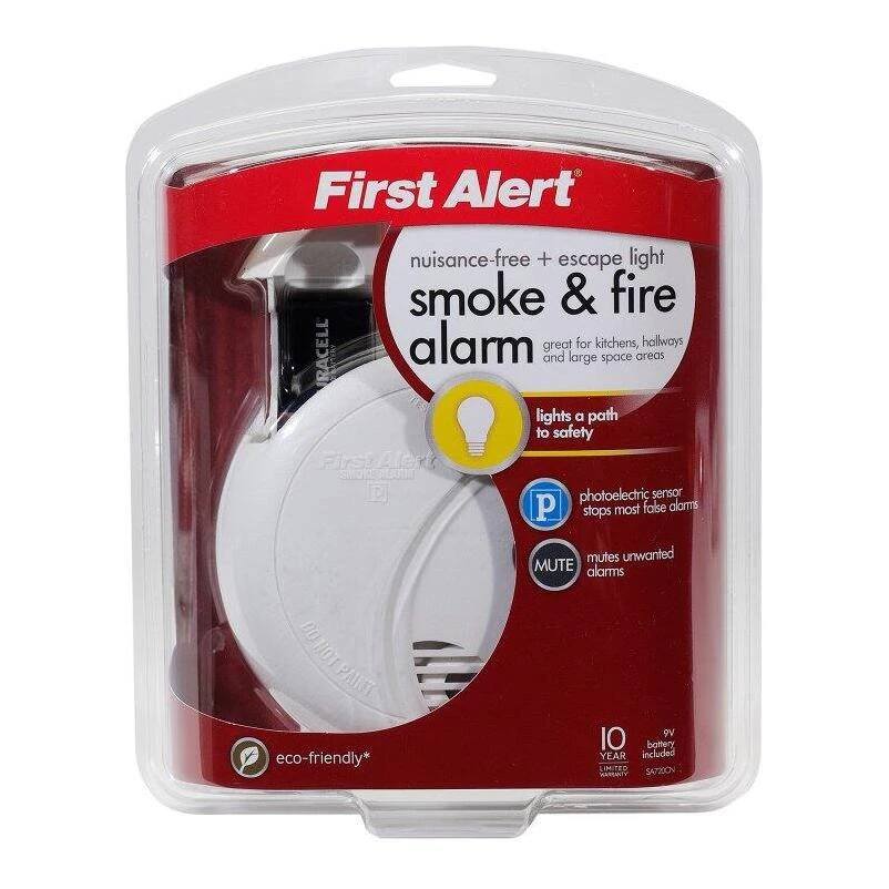 Sa720cn Photoelectric Sensor Smoke Alarm With Escape Light - Battery Operated