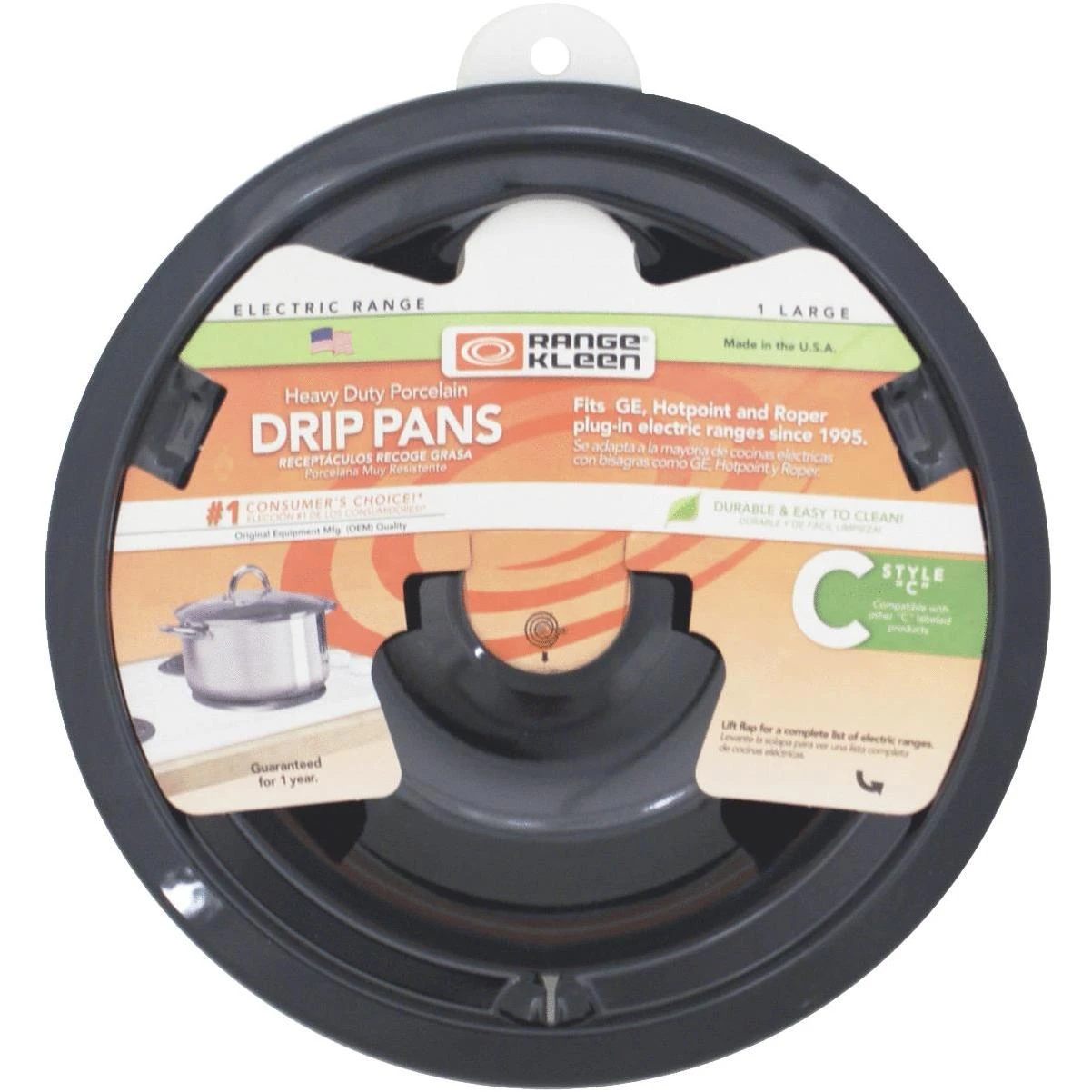 Range Kleen Electric 8" Style C Round Black Drip Pan