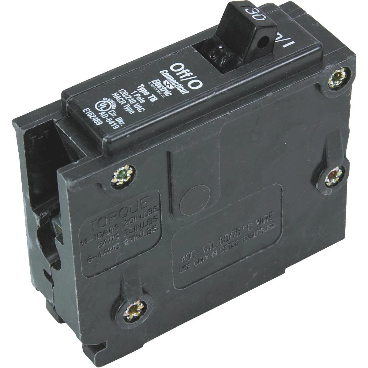 Connecticut Electric 30A Single-Pole Standard Trip Interchangeable Packaged Circuit Breaker