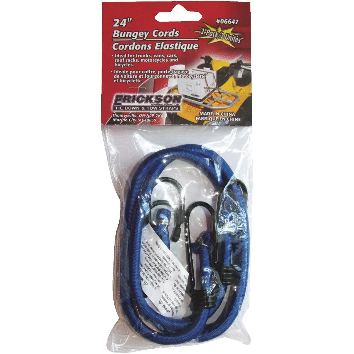 Erickson 8mm x 24 In. Vinyl Coated Steel Bungee Cord Set