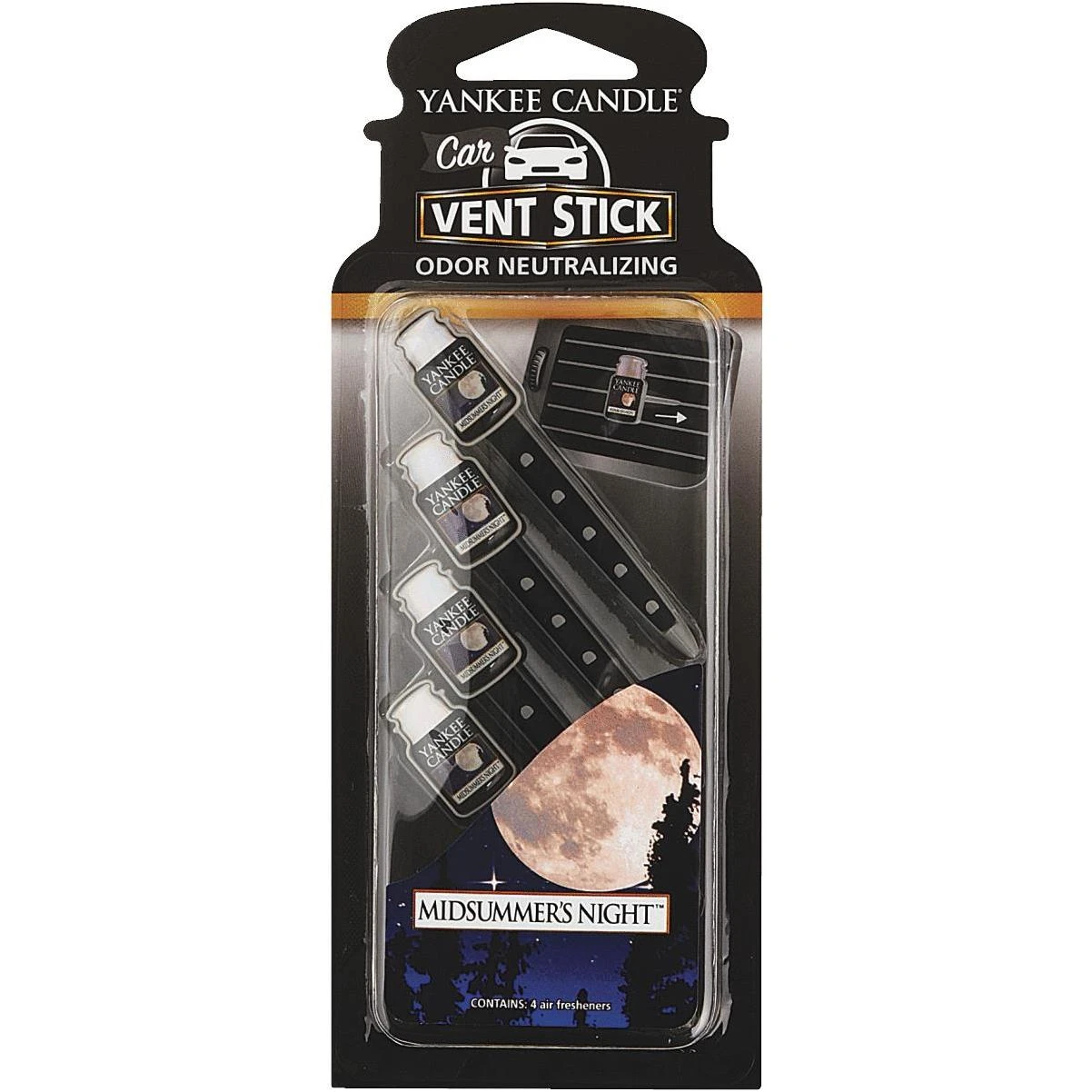 Yankee Candle Vent Stick Car Air Freshener, Midsummer's Night (4-Pack)