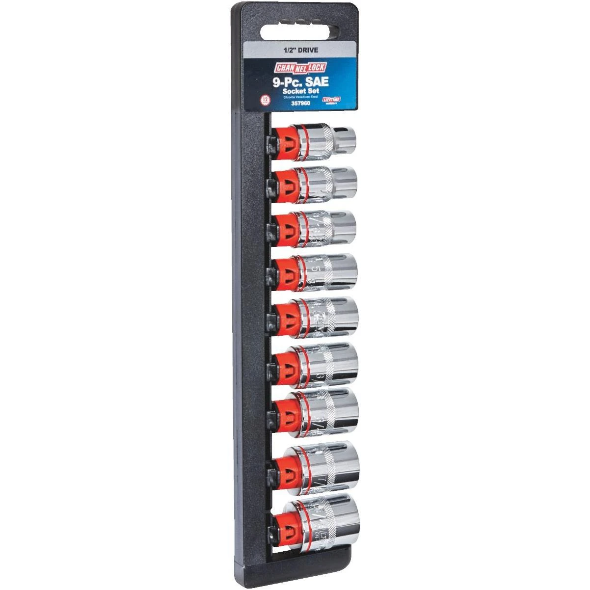 Channellock Standard 1/2 In. Drive 12-Point Shallow Socket Set (9-Piece)