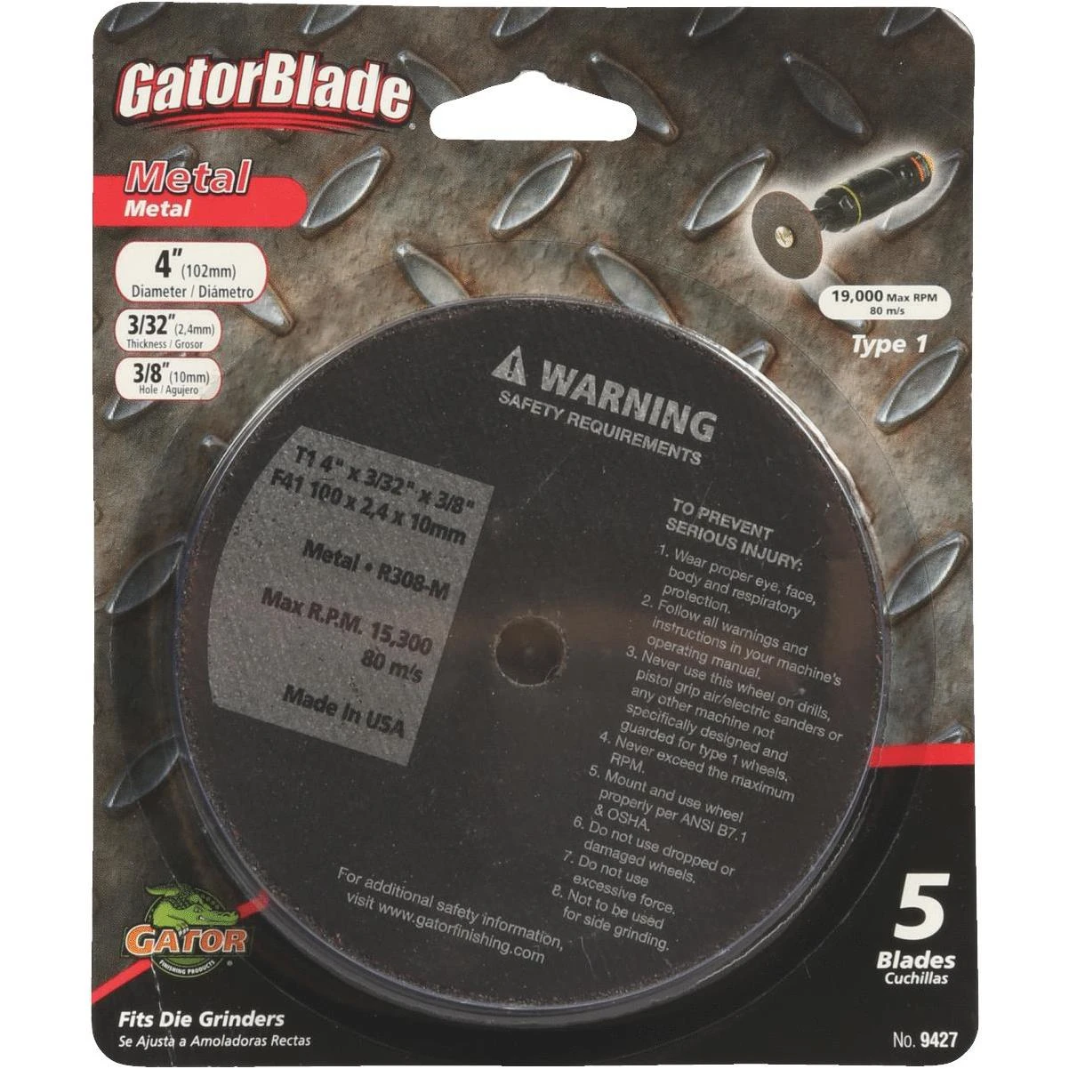 Gator Blade Type 1 4 In. x 3/32 In. x 3/8 In. Metal Cut-Off Wheel (5-Pack)