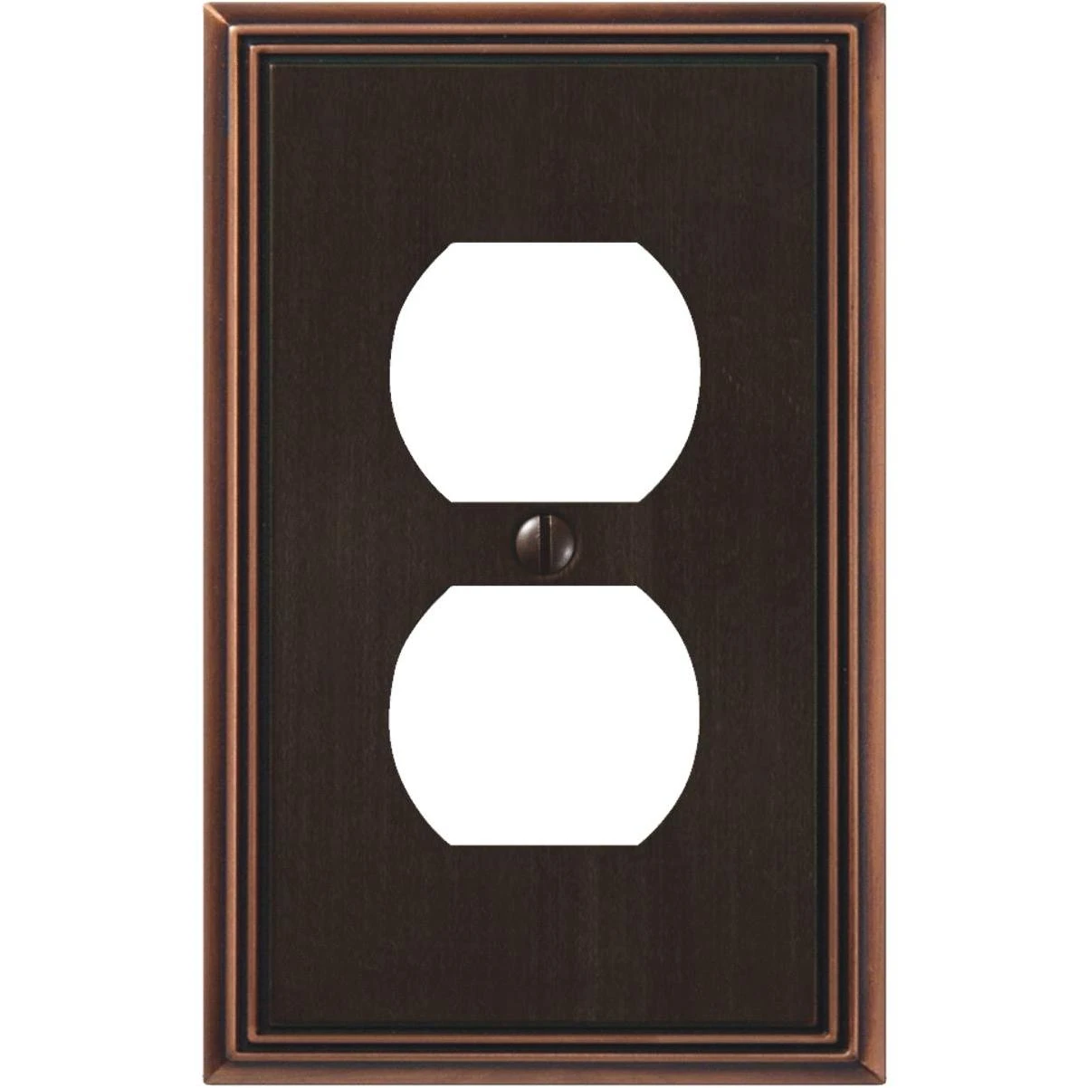 Amerelle Metro Line 1-Gang Cast Metal Outlet Wall Plate, Aged Bronze