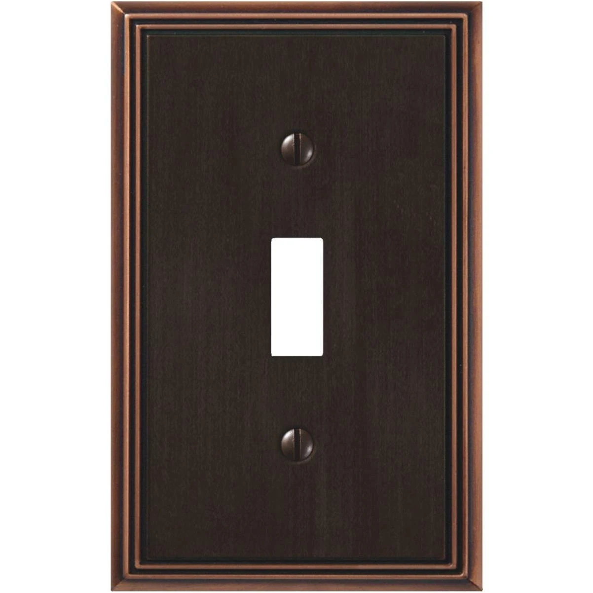 Amerelle Metro Line 1-Gang Cast Metal Toggle Switch Wall Plate, Aged Bronze