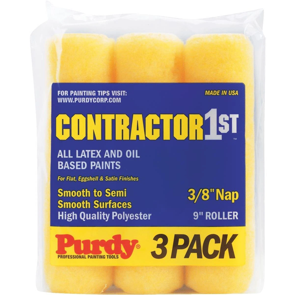 Purdy Contractor 1st 9 In. x 3/8 In. Knit Fabric Roller Cover (3-Pack)