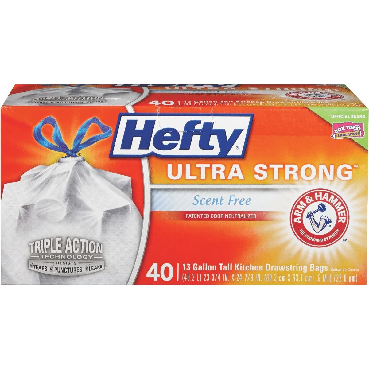 Hefty Ultra Strong 13 Gal. Scent Free Tall Kitchen White Trash Bag (40-Count)