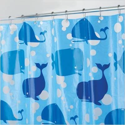 iDesign 72 in. H X 72 in. W Blue Moby Shower Curtain Polyethylene