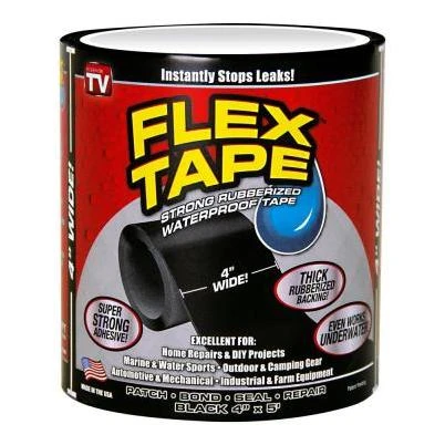 Flex Tape As Seen on TV 4 in. W x 5 ft. L Black Waterproof Repair Tape