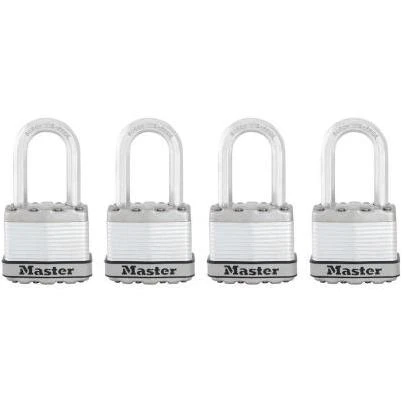 M1XQLF Magnum 1-3/4 in. Wide Laminated Steel Keyed Padlock with 1-1/2 in. Extra Long Shackle (4-Pack)