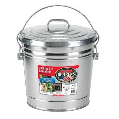 Galvanized Steel Trash Can, 10 Gallons