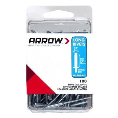 Rivets, Long, Steel, 1/8 x 1/2-In., 100-Ct.