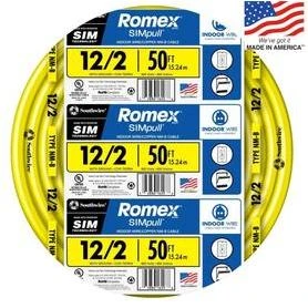 Non-Metallic Romex Sheathed Electrical Cable With Ground, 12/2, 50 Ft.