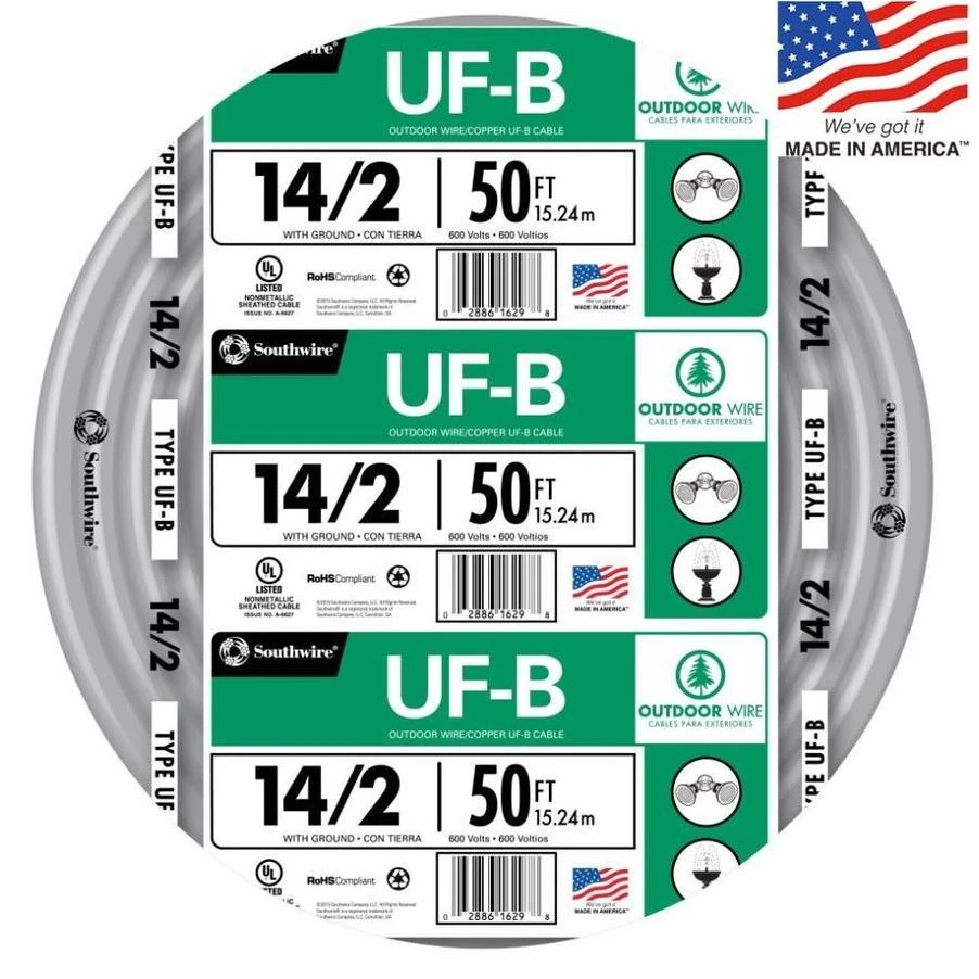 SOUTHWIRE RETAIL SALES Southwire 50 ft. 14/2 Solid Type UFB WG