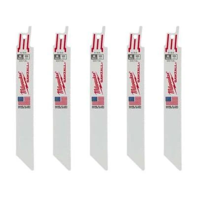 Milwaukee SAWZALL 6 In. 18 TPI Metal Reciprocating Saw Blade 5 Pack Hammond Hardware