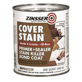 Zinsser Cover-Stain Oil-Base Interior/Exterior Sealer And Stain-Killer Primer, White, 1 Qt.