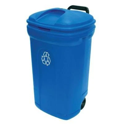 Recycling Trash Can With Wheels, Blue, 34-Gals.