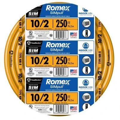 250 ft. 10/2 Solid Romex SIMpull CU NM-B W/G Wire