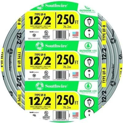 250 ft. 12/2 Gray Solid CU UF-B W/G Wire