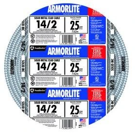 Flexible Conduit, THHN, Aluminum Metal Clad, 14/2, 25 Ft.
