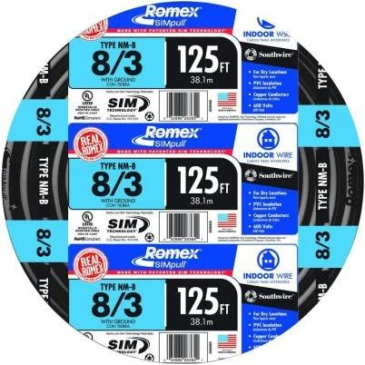125 ft. 8/3 Stranded Romex SIMpull CU NM-B W/G Wire