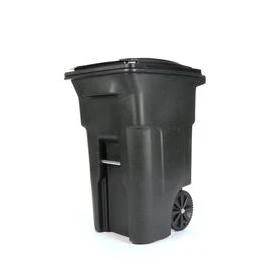 Toter 64 Gal. Black Outdoor Trash Can With Attached Lid and Wheels