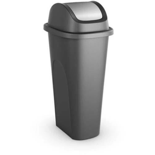 11-gallon Slim Trashcan With Swing Lid - Black And Stainless Steel