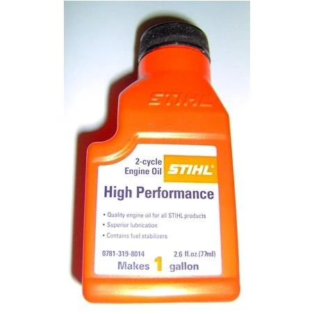 Stihl 0781 319 8014 High Performance 2 cycle Engine Oil 2.6 oz Makes 1 Gallon