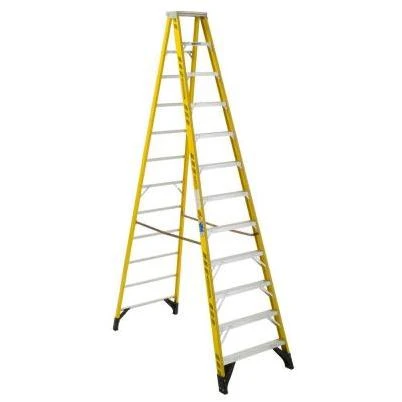 12 ft. Yellow Fiberglass Step Ladder with 375 lb. Load Capacity Type IAA Duty Rating