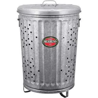 Behrens 20 gal Silver Galvanized Steel Trash Burner Can Lid Included Animal Proof/Animal Resistant