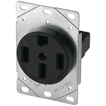 Leviton 50A Flush Mount Black 14-50R Grounding Range Power Outlet