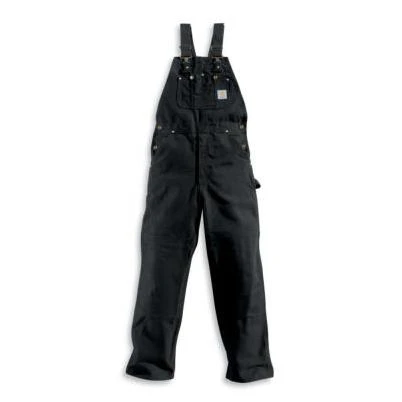 Men's 46x34 Black Cotton Bib Overalls