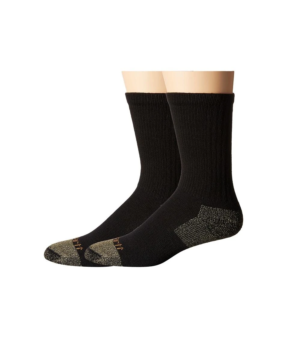 Carhartt - All-Season Steel Toe Cotton Crew Work Socks 2-Pack (Black) Men's Crew Cut Socks Shoes