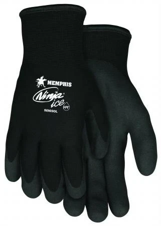 "Memphis Crews Ninja Ice Acrylic Terry Lining HPT Coated Gloves , Black , Extra Large"
