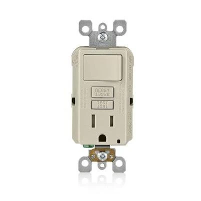 Leviton Light Almond 15A Self-Test Tamper Resistant GFCI Switch & Outlet Combination With Wallplate