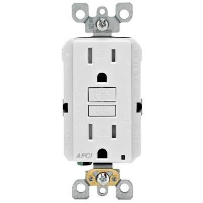 Leviton SmartLockPro 15A White Arc Fault 5-15R Duplex Outlet