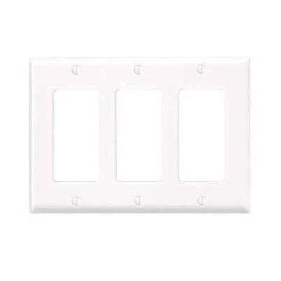 Leviton Decora 3-Gang Smooth Plastic Rocker Decorator Wall Plate, White