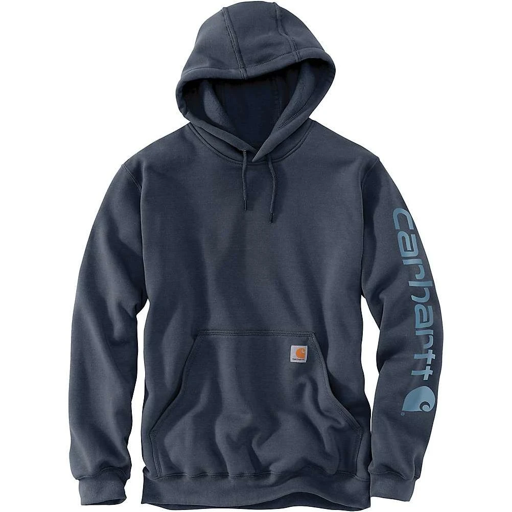 Carhartt Men's Midweight Signature Sleeve Logo Hooded Sweatshirt - Small Regular - Bluestone